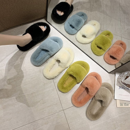 Ladies Comfy Cozy Fur Slippers