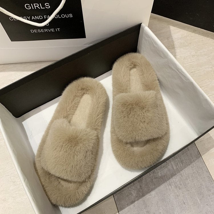 Ladies Comfy Cozy Fur Slippers