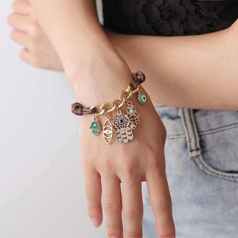 Retro Evil Eye Bracelet Fatima Hand Palm Charm