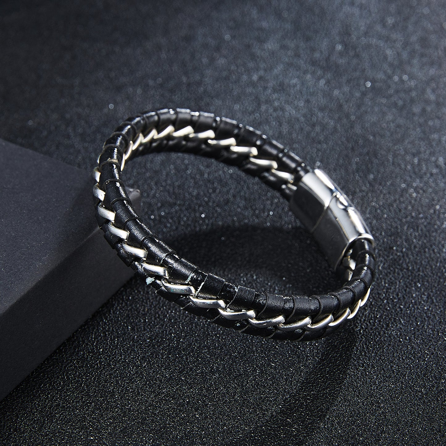 Woven leather bracelet