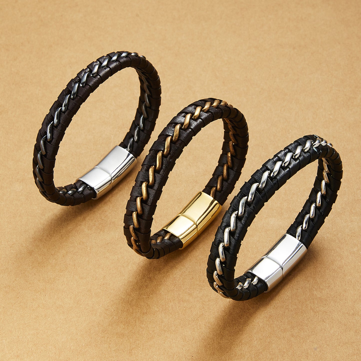 Woven leather bracelet