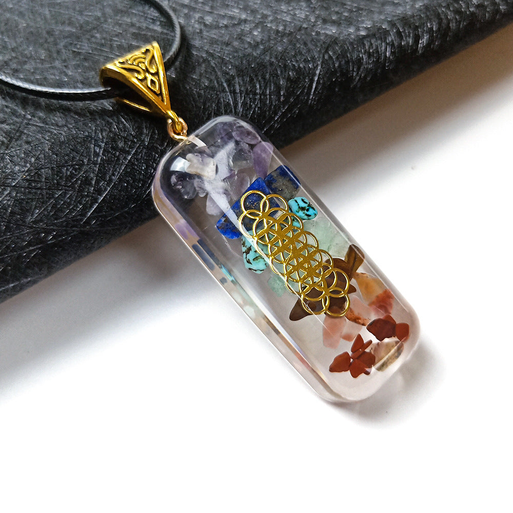 Crystal Stone Gravel Chakra Necklace