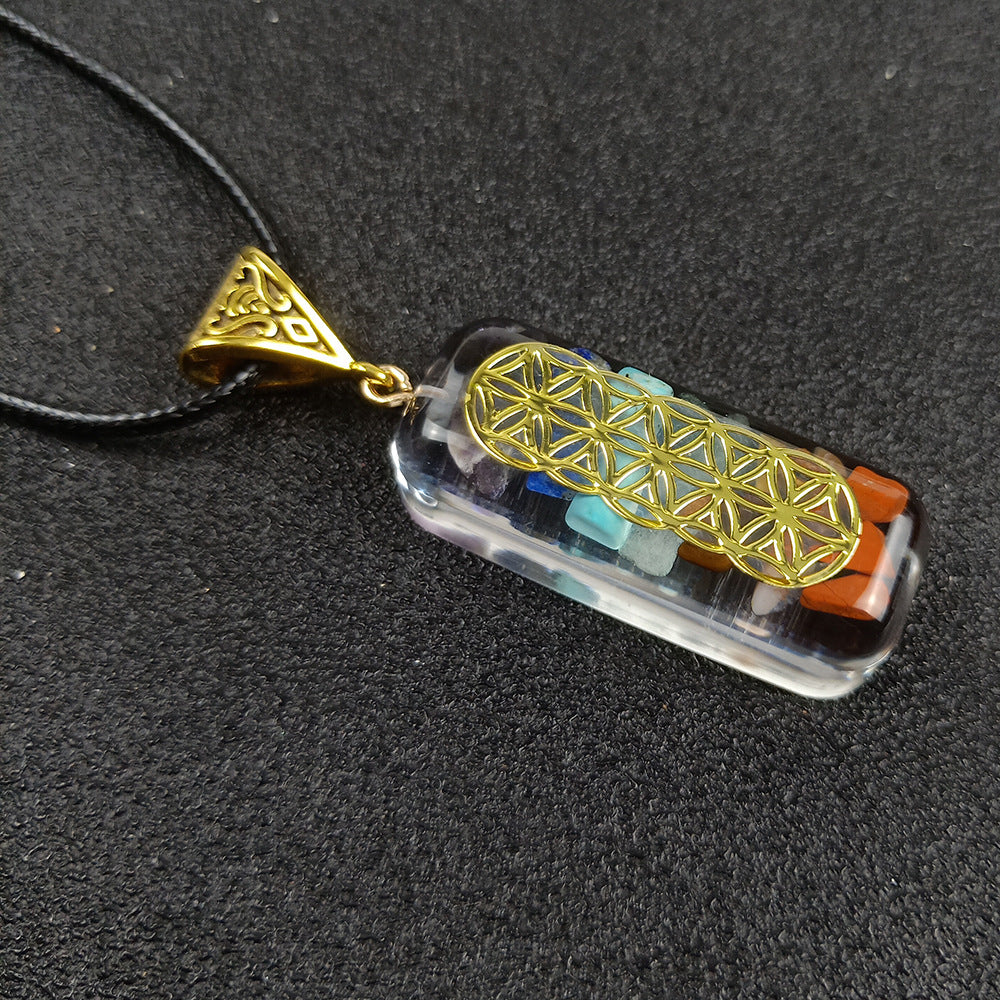 Crystal Stone Gravel Chakra Necklace