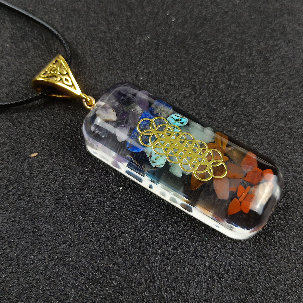 Crystal Stone Gravel Chakra Necklace