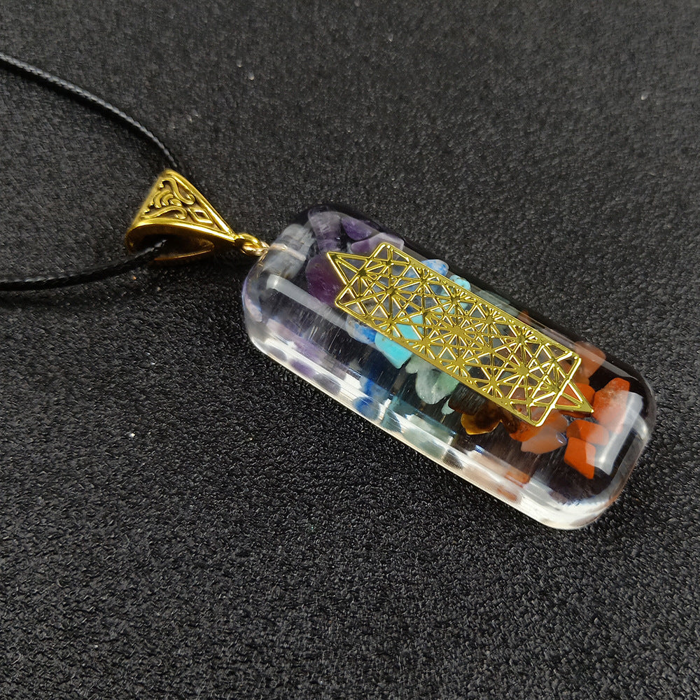 Crystal Stone Gravel Chakra Necklace